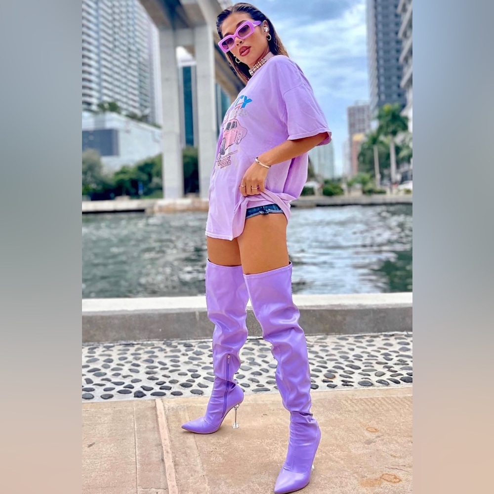 Upper West Side Over The Knee Boots Lavender